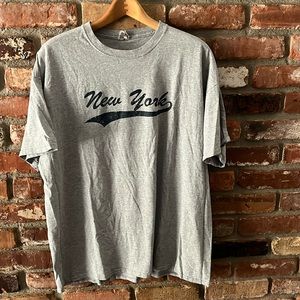 New York Grey Short Sleeve Tee With Navy Blue Words Size 2X
